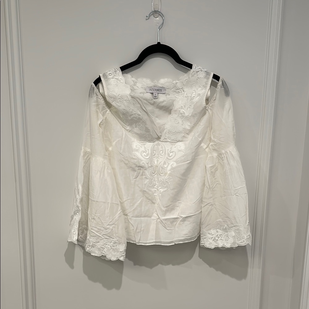 White Lace Detail Women's Top